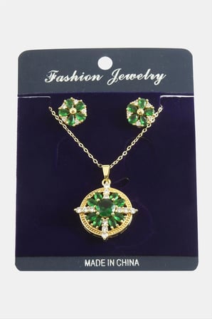 Çiçek Zirkon Taşlı Set Kolye