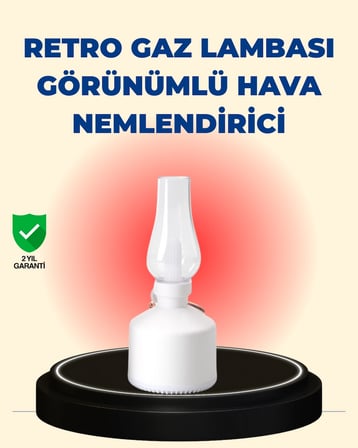 Kablosuz Retro Buhar Makinesi Gaz Lambası Tasarım Ledli Difüzör