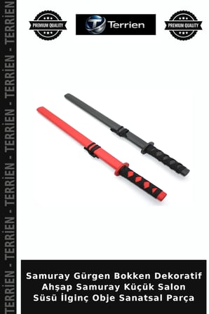 Samuray Gürgen Bokken Dekoratif Ahşap Samuray Küçük Salon Süsü İlginç Obje Sanatsal Parça