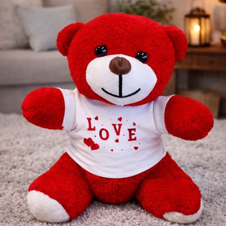 Premium Kırmızı Sevimli Love Tasarımlı Ayıcık Sevgi Dolu Doğum Günü Eğlenceli