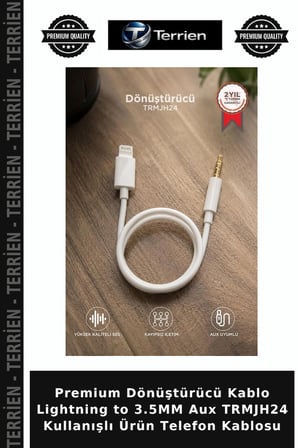 Premium Dönüştürücü Kablo Lightning to 3.5MM Aux TRMJH24 Kullanışlı Ürün Telefon Kablosu