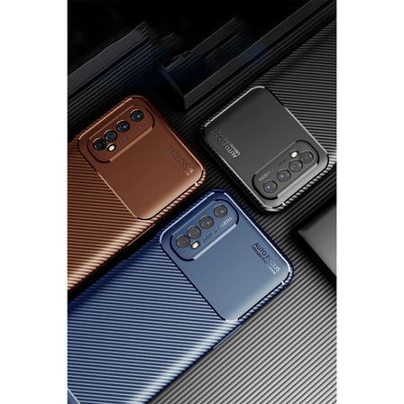 Realme 7 Kılıf Auto Focus Karbon Kapak - Kahverengi