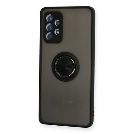 Samsung Galaxy A72 Kılıf Montreal Yüzüklü Silikon Kapak - Siyah