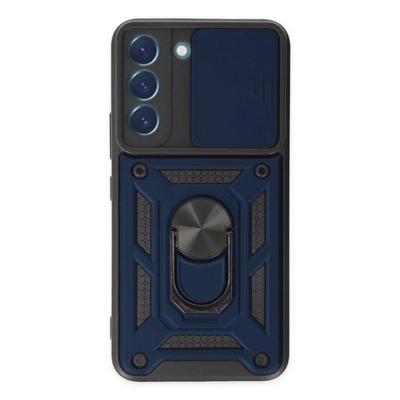 Samsung Galaxy S22 Kılıf Pars Lens Yüzüklü Silikon - Lacivert