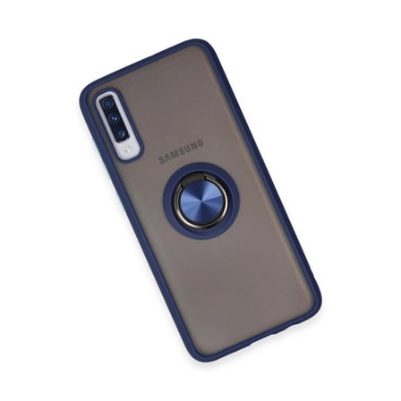 Samsung Galaxy A70 Kılıf Montreal Yüzüklü Silikon Kapak - Lacivert