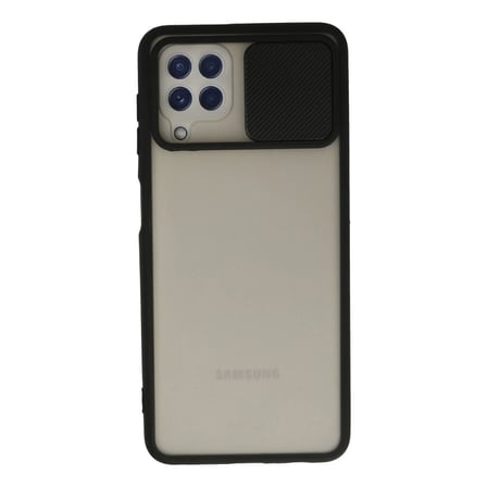 Samsung Galaxy A22 Kılıf Palm Buzlu Kamera Sürgülü Silikon - Siyah