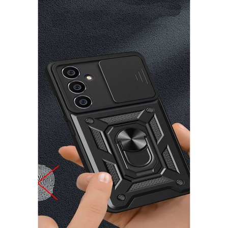 Samsung Galaxy A05 Kılıf Pars Lens Yüzüklü Silikon - Siyah
