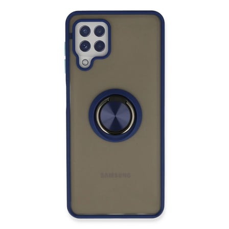 Samsung Galaxy A22 Kılıf Montreal Yüzüklü Silikon Kapak - Lacivert