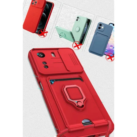 Xiaomi Redmi 13c Kılıf Zuma Kartvizitli Yüzüklü Silikon - Lacivert