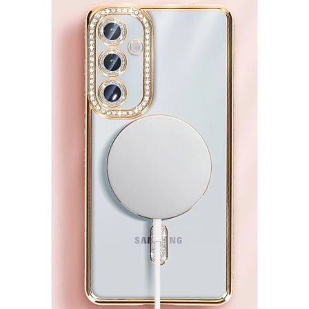 Samsung Galaxy S25 Kılıf Joke Simli Magneticsafe Kılıf - Gold