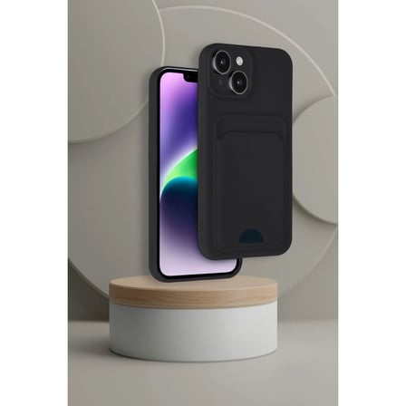 Apple İphone 14 Kılıf Kelvin Kartvizitli Silikon - Kahverengi
