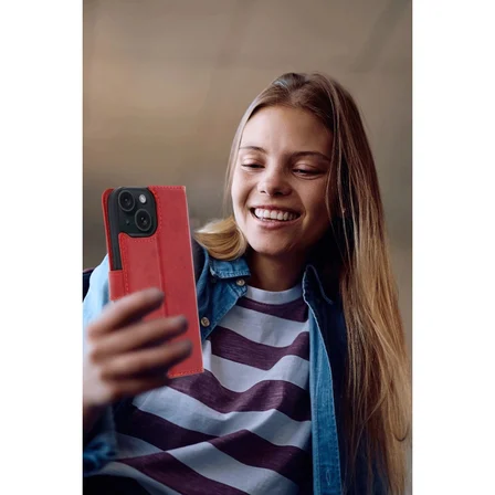 Apple İphone 15 Trend S Plus Kapaklı Kılıf - Kırmızı