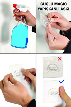 Paslanmaz Çelik Yapışkanlı Dikdörtgen Duvar Rafı & Organizer & Banyo Duş Askısı