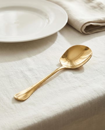DEPA Gold Orta Boy Paslanmaz Çelik Servis Kaşığı & Profesyonel Sunum Gereci 21 cm