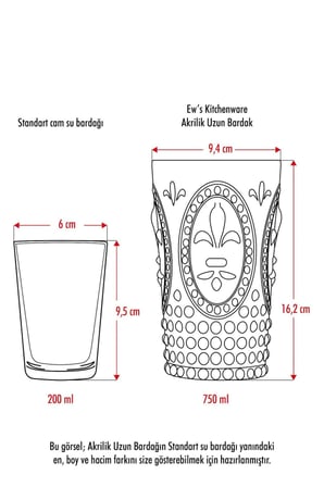 Akrilik Mor Tekli Uzun Bardak & Su Meşrubat Bardağı 750 ml ( Büyük Boy & Cam Değildir )