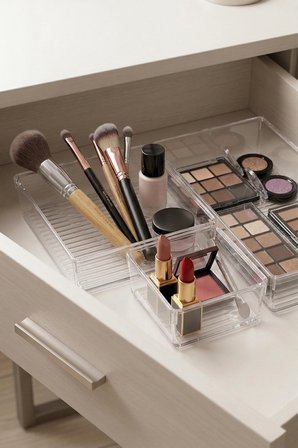 Depa Akrilik Şeffaf 3 Parça Makyaj Ve Takı Organizer Çekmece İçi Düzenleyici Modüler Set