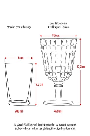 Allegra  Şeffaf Kadeh Bardak - 450 ml Tekli Akrilik Malzeme - Cam Değildir Kırılmaya Dayanıklı