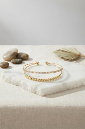 Gold Renk Dorika ve Zirkon Taşlı Kadın Bileklik 5886-1492
