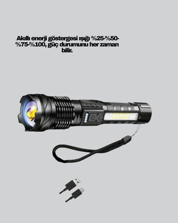 Güçlü LED El Feneri Şarj Edilebilir Çok Modlu