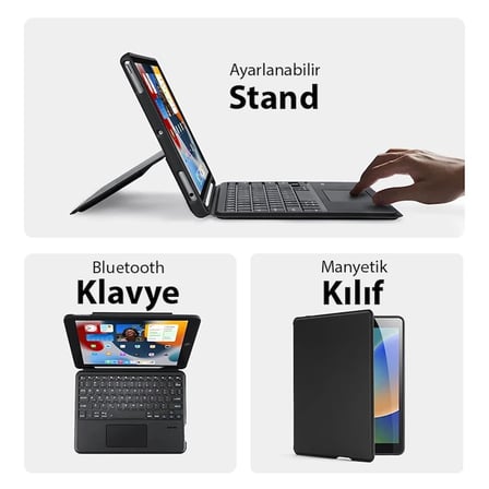 Dux Ducis iPad 7- 8-9 10.2  iPad Air3- iPad Pro 10.5(2017) DK Series Kablosuz Bluetooth Klavye-1852