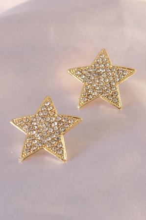 Gold Renk Yıldız Model Zirkon Taşlı Kadın Küpe 5886-1492