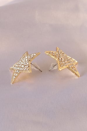 Gold Renk Yıldız Model Zirkon Taşlı Kadın Küpe 5886-1492