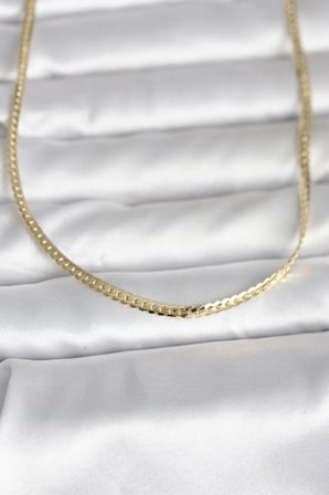 CM 14K Gold Renk Yassı Zincir Model 45 cm Kadın Kolye -1492