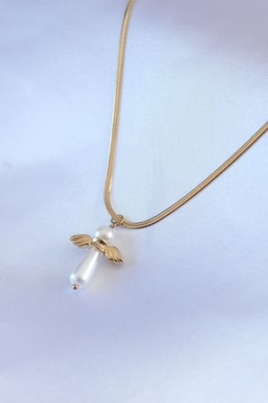 316L Çelik Gold Renk İtalyan Zincir Model Piyon Figür Kadın Kolye -1492