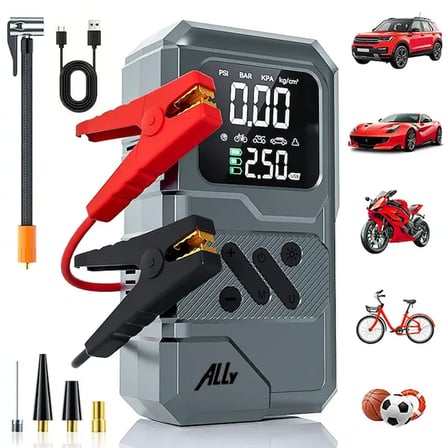 Ally ST-9654 Taşınabilir Göstergeli Araç Lastik Şişirme Ve Starter Akü Takviye Seti-1852