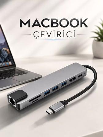 Çevirici Dönüştürücü Adaptör Macbook 3 In 1 Type-C To Hdmı USB 3.0