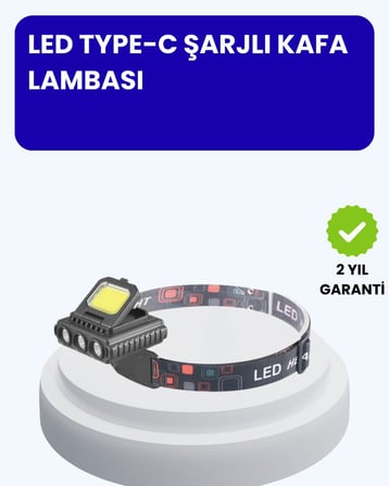 800 Lumen LED Kafa Lambası COB ve XPE Led Type C Şarjlı Ayarlanabilir