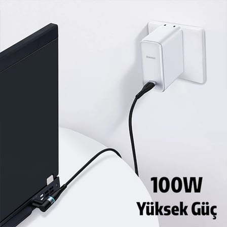 Baseus Zinc Manyetik Type-C to DC Round (79x55mm) Lenovo Laptop Şarj Kablosu 100W 2m-1852