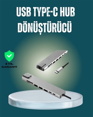 USB‑C Çoklu Bağlantı Merkezi – 5 Gbps 100‑240 V Sağlam Eloksal Tasarım