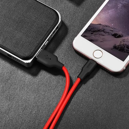 HOCO X21 Plus USB to iPhone Lightning Silikon Hızlı Şarj ve Data Kablosu-1852