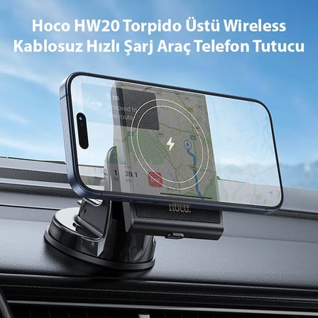 Hoco HW20 Torpido Üstü Wireless Kablosuz Hızlı Şarj Araç Telefon Tutucu-1852