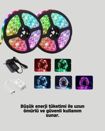 Uzaktan Kumandalı RGB Smart Şerit LED Işık Esnek ve Taşınabilir Dekorasyon
