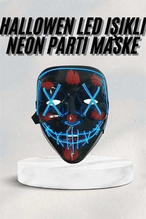 Led Işıklı Neon Maske Cadılar Bayramı Maskesi Korkunç Korku Maskesi