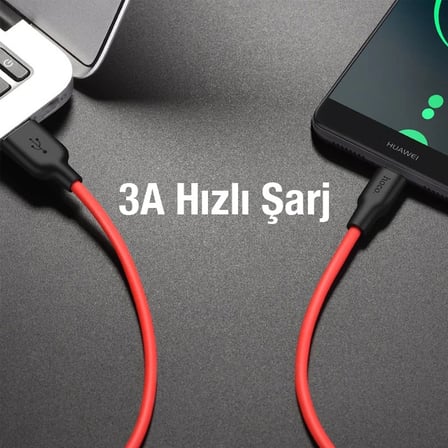 HOCO X21 Plus USB to Type-C 3A Silikon Hızlı Şarj ve Data Kablosu-1852