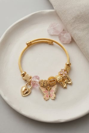 Pembe Kelebek Charmlı Bileklik 5886-1492