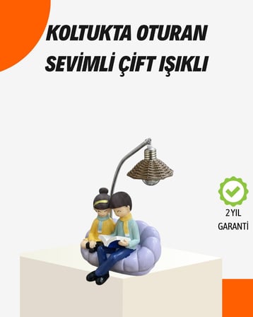 Sevgiliye Özel Çift Figürlü LED Masa Lambası Okuyan Çift Tasarım