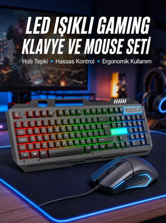 Işıklı Oyuncu Q Klavye Mouse Seti Siyah Gaming Oyuncu Klavye Yeni Nesil