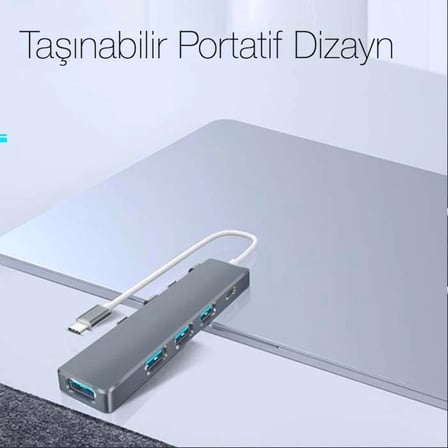 ALLY  ADS-301C 5 in 1 Type C Dönüştürücü 4 Usb Portlu Adaptör Hub Çoklayıcı-1852