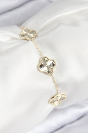 VIP Pirinç Yonca Model Gold Renk Kadın Bileklik 5886-1492