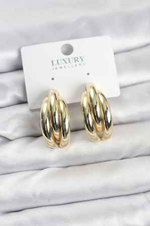 Gold Renk Pirinç Yarım Halka Model Kadın Küpe -1492