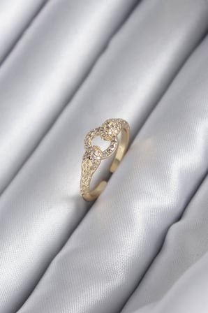 Pirinç Gold Renk Zirkon Taşlı Yılan Model Kadın Yüzük -1492