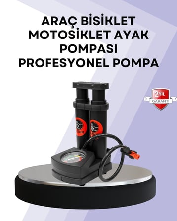 Basınç Saatli Ayak Pompası Bisiklet ve Araç Uyumlu