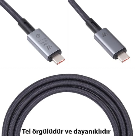 Ally USB 3.2 100W Type-C to Type-C 8K Görüntü-Data ve Ultra Hızlı Şarj Kablosu 1 Metre-1852