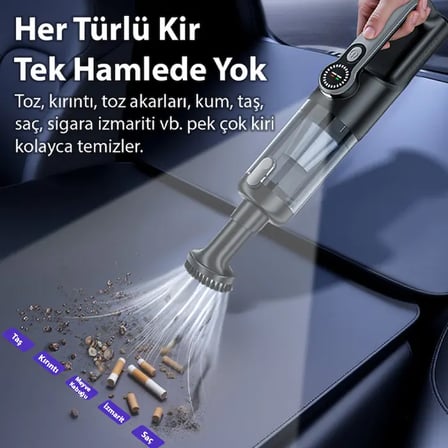 EZERE PowerVac1 20000pa Araç İçi ve Ev Tipi Şarjlı Vakum Süpürge-1852