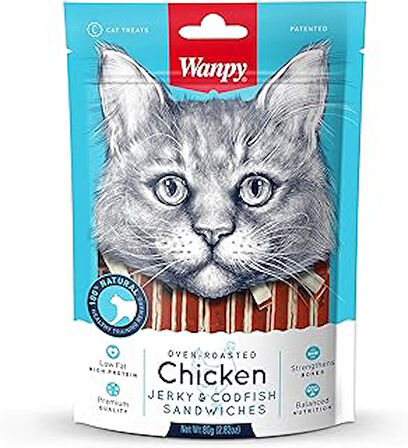 Wanpy Tavuklu&Morina Balıklı Kedi Ödülü 80g