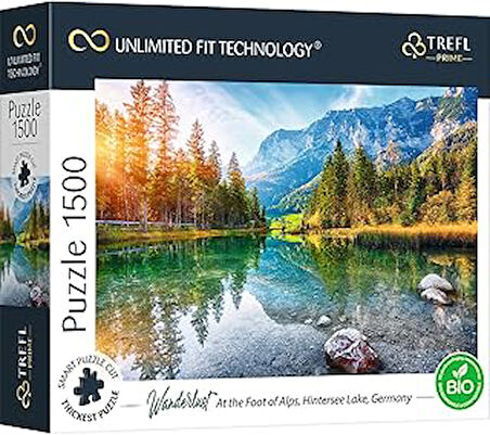 Trefl 26193 En Kalın 1500 Paket Organik Alpler Bavyera Dağları Yetişkinler ve 12 Yaş Üzeri Çocuklar için UFT Puzzle Wanderlust: Alplerin Eteğinde, Hintersee Gölü, Almanya